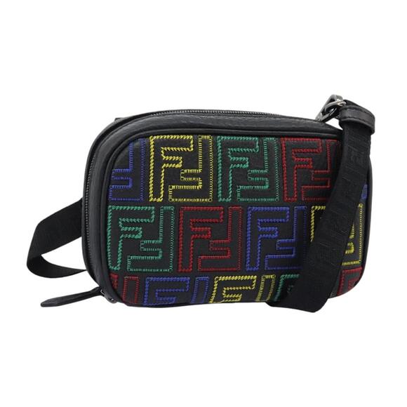 FENDI Zucca Canvas Shoulder Bag Multicolor Black - Picture 1 of 12